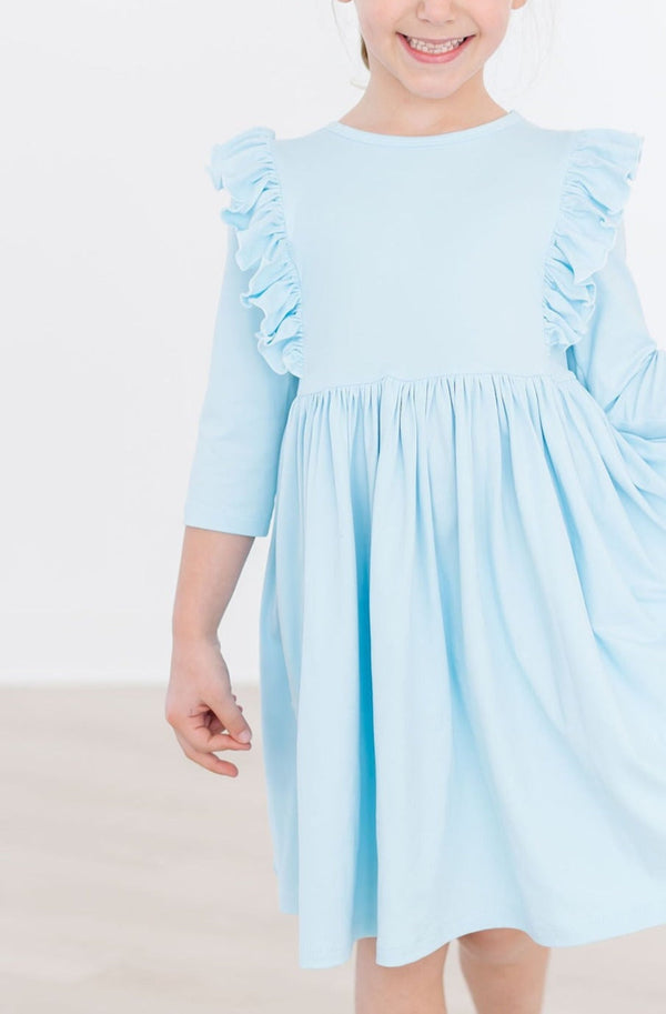 bluebird-3-4-ruffle-twirl-dress Mila &  Rose - Sophia's Style-Bluebird 3/4 Ruffle Twirl Dress-6-12M--1